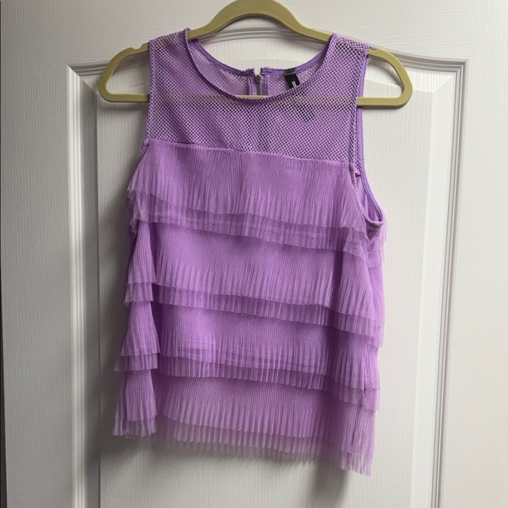 Design Lab Lord & Taylor Lavender Mesh Top